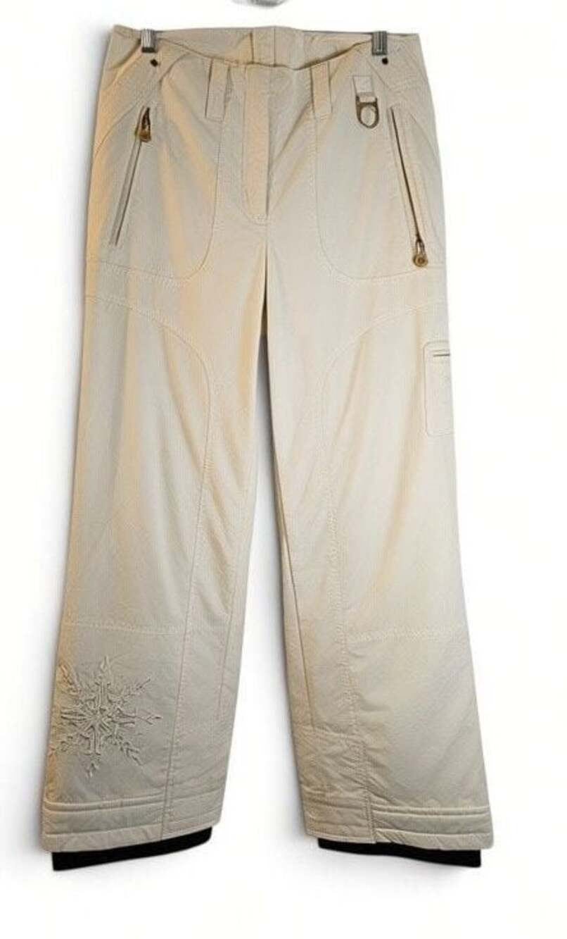 METROPOLIS Ingenue White Ski Snowboard Pants with Snowflake Embroidery Size 6